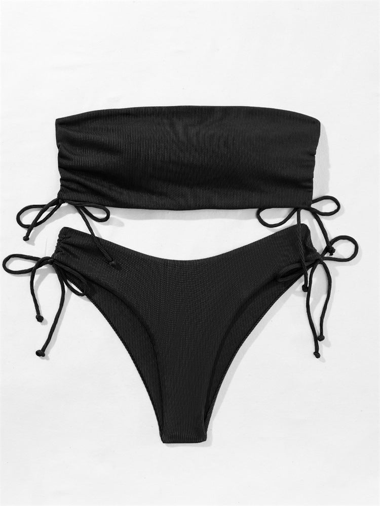 Women's Split Tube Top Bikini Swimsuit