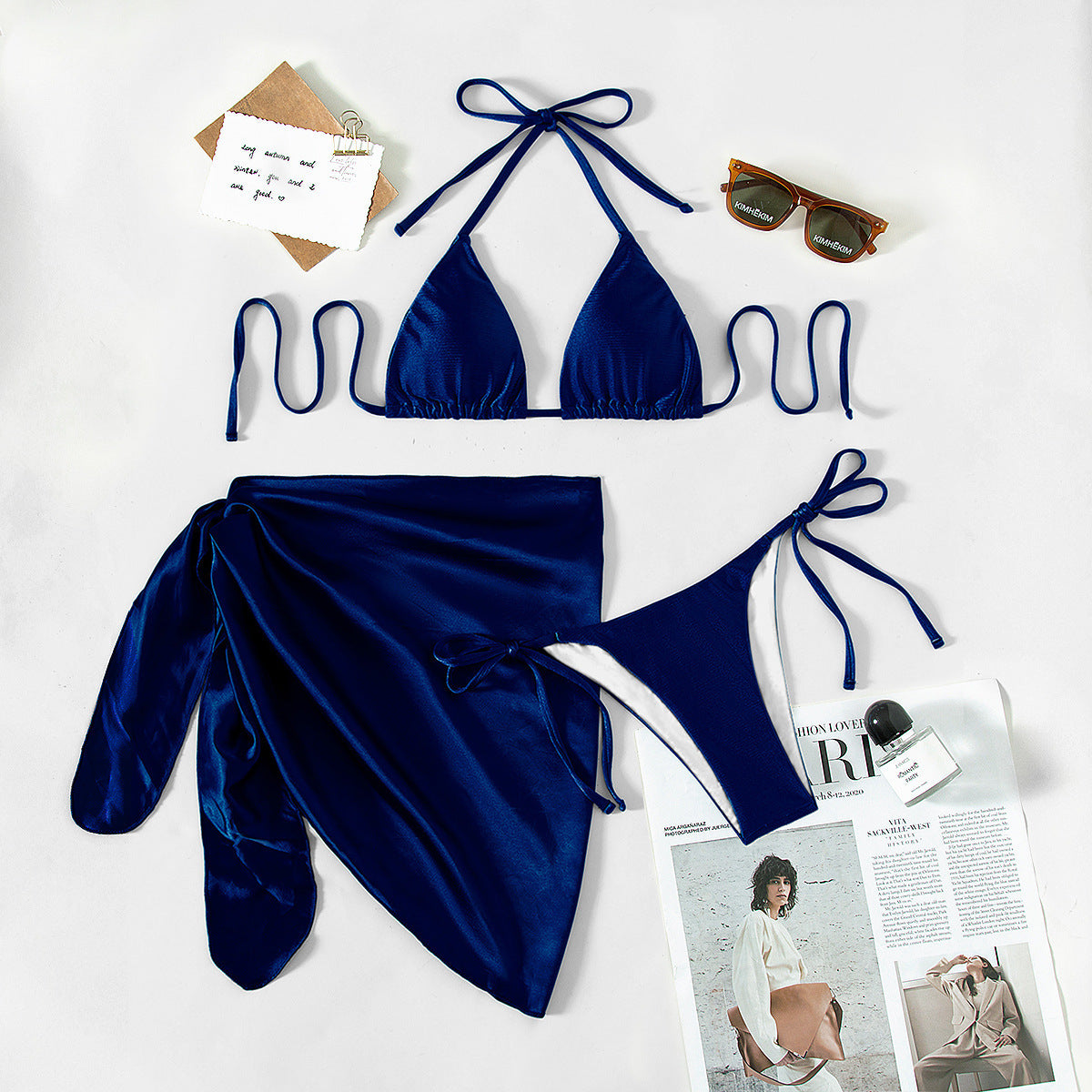 Satin Fabric Three-Piece Beach Bikini
