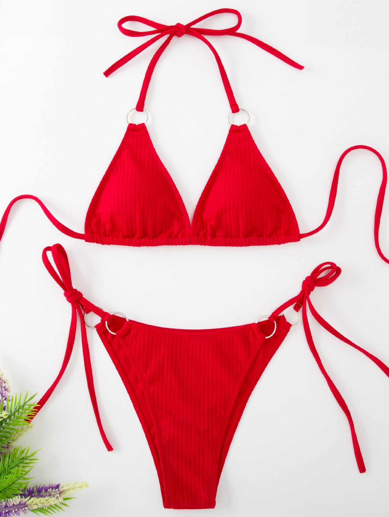 Side Tie Thong Bandage Style Swimsuit Set