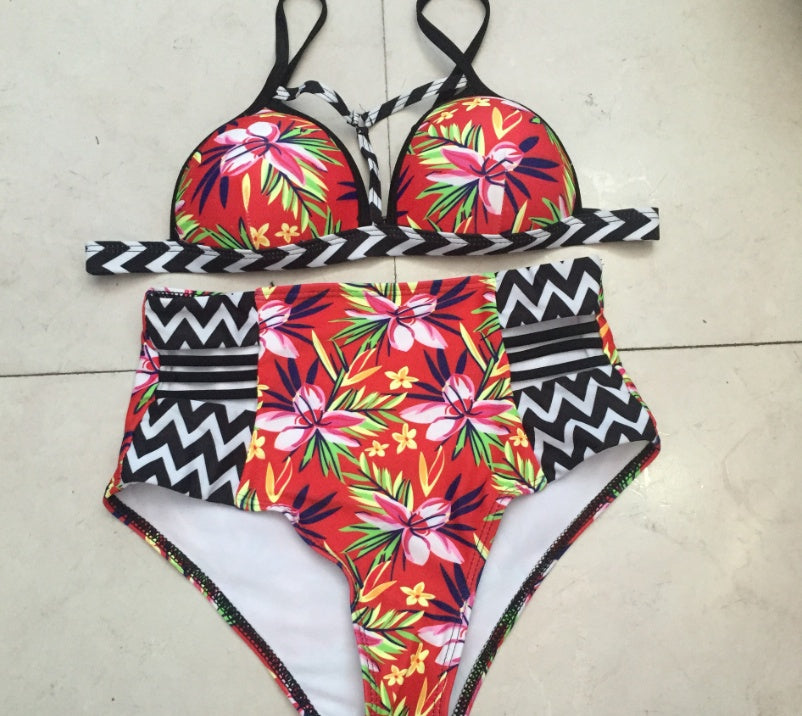 Women's High Waist Bikini Two Piece Beach Swimsuit
