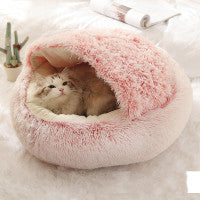 2 In 1 Dog And Cat Warm Bed Pet Round Plush