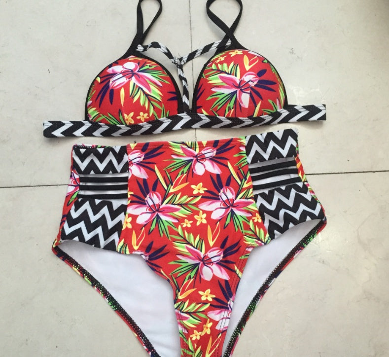 Women's High Waist Bikini Two Piece Beach Swimsuit