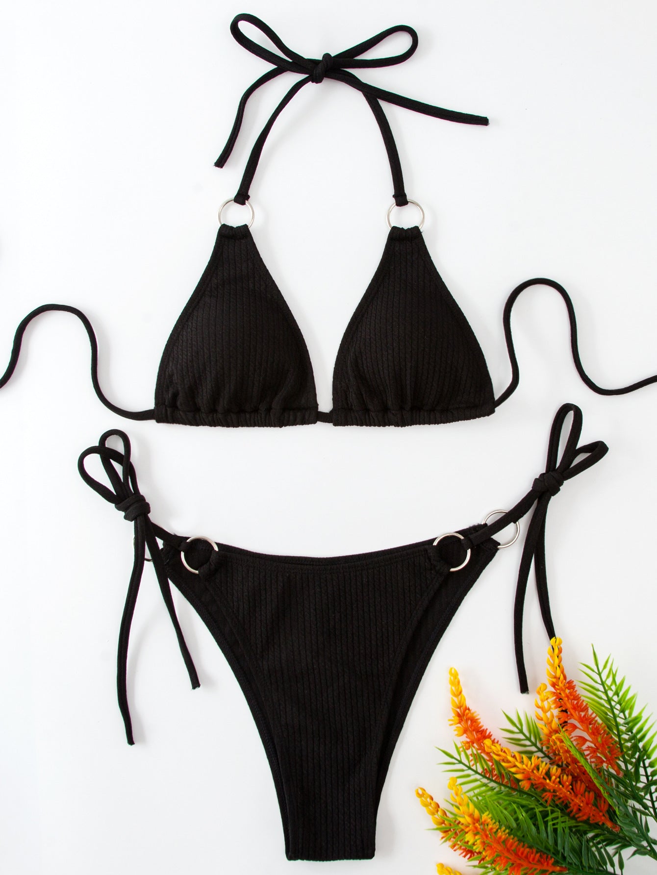 Side Tie Thong Bandage Style Swimsuit Set