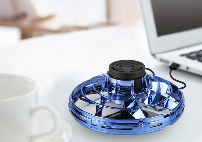 Mini Fingertip Gyro LED Drone UFO Type Flying Helicopter Spinner