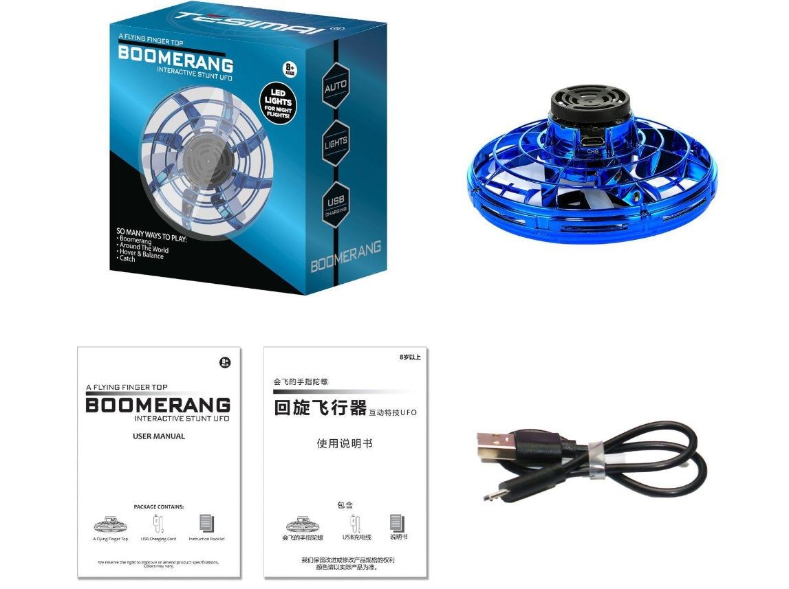 Mini Fingertip Gyro LED Drone UFO Type Flying Helicopter Spinner