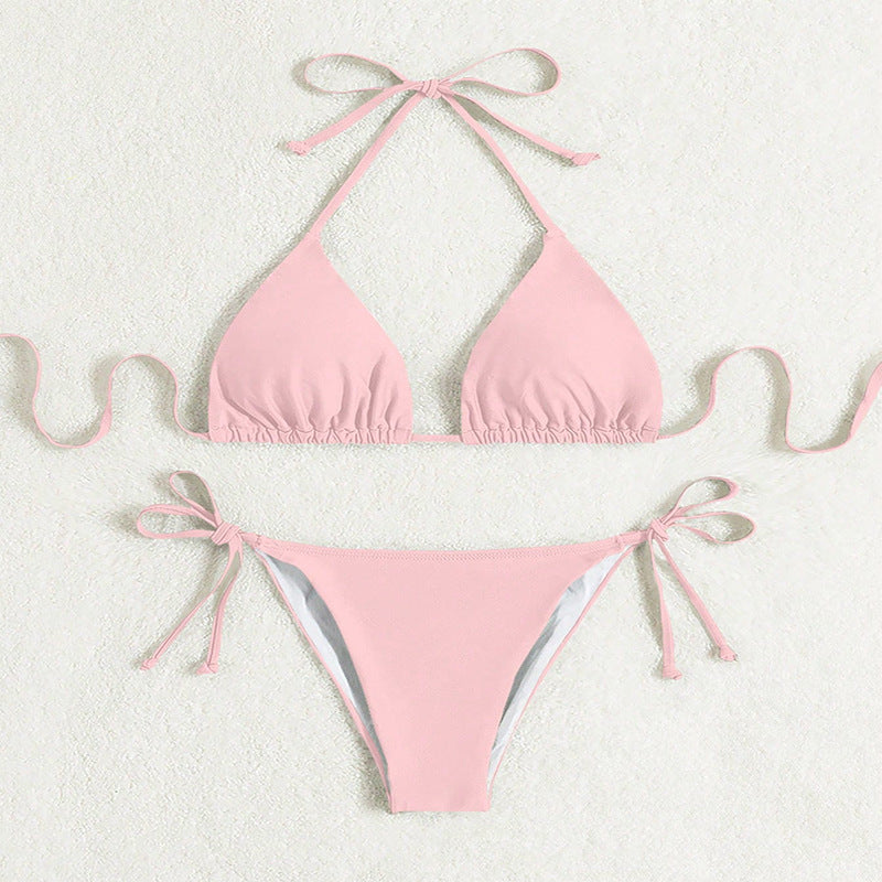 Stylish Tied Halter Bikini Swimsuit
