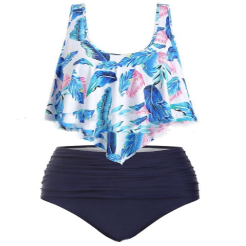 Women's Ruffle Crop Top High Waist Bikini Set