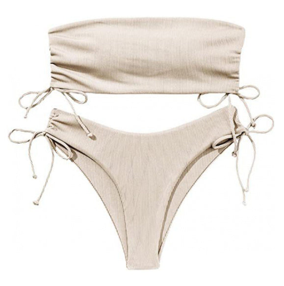 Women's Split Tube Top Bikini Swimsuit