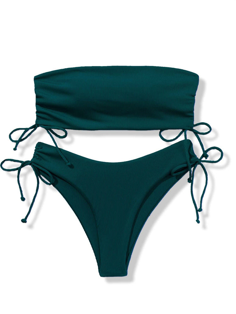 Women's Split Tube Top Bikini Swimsuit
