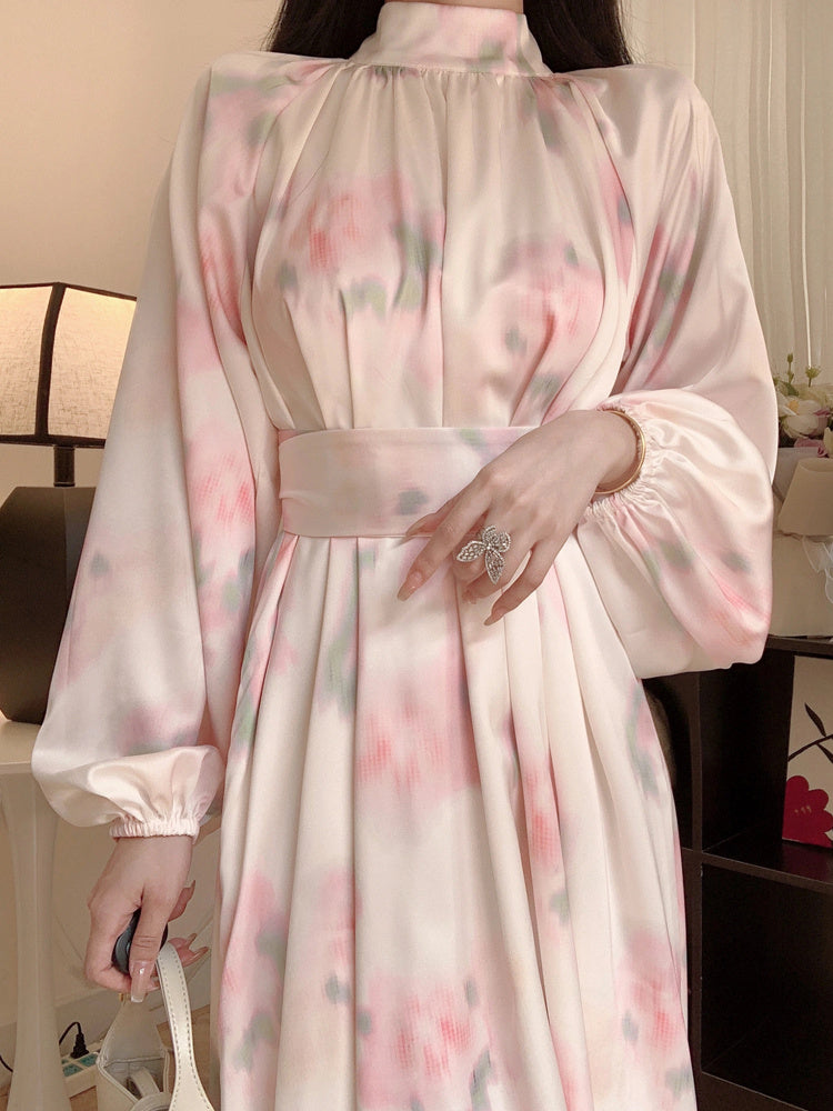 Gentle Satin Printed Dress