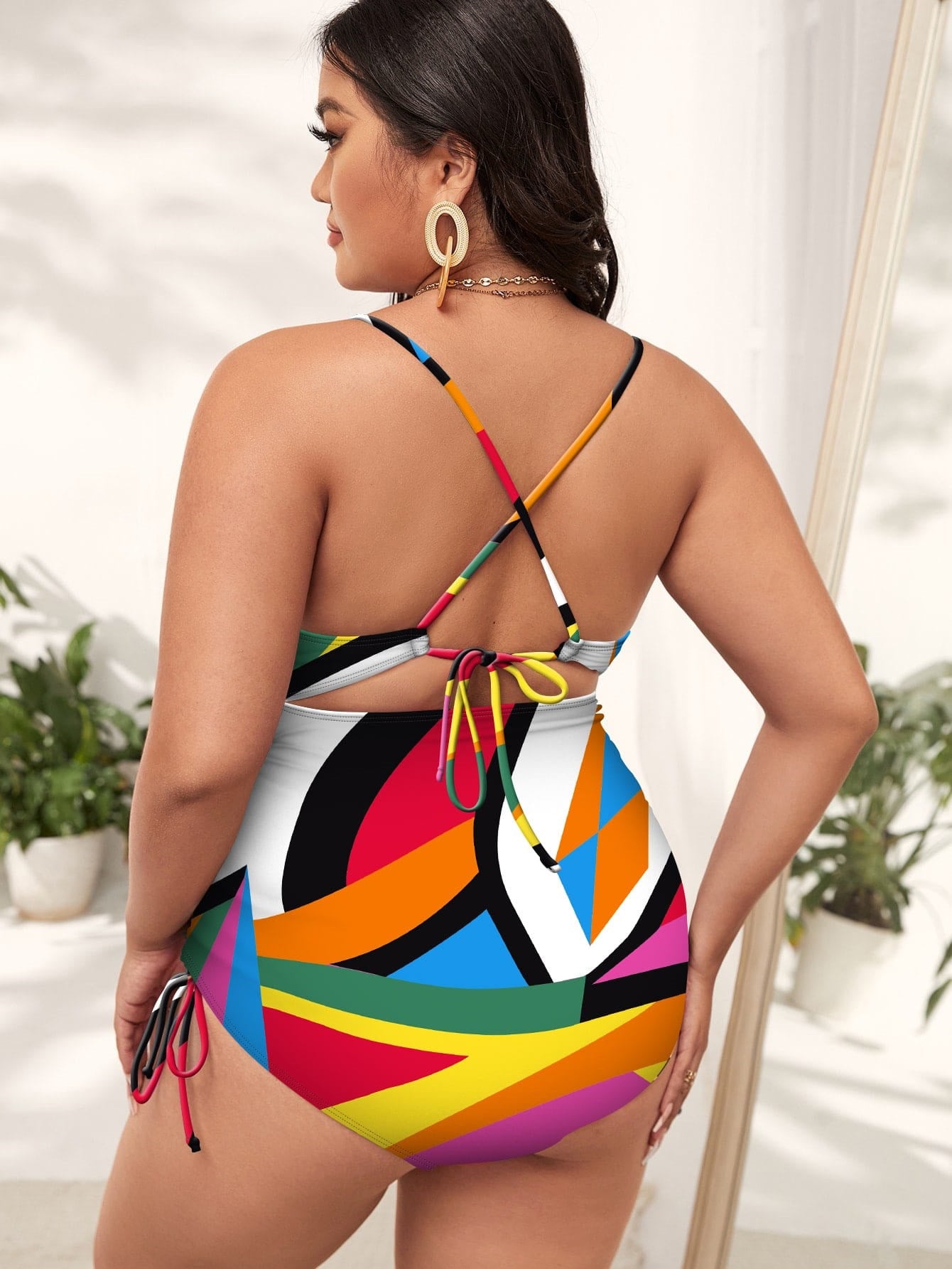 Plus Size One-Piece Trendy Swimsuit