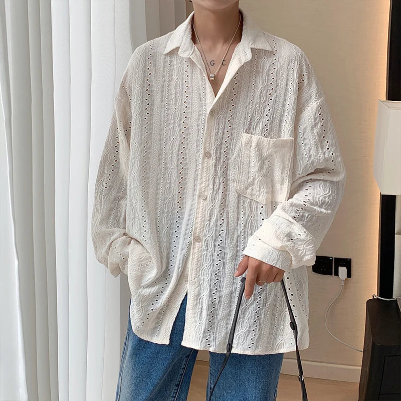 Men's Apricot Lapel Shirt