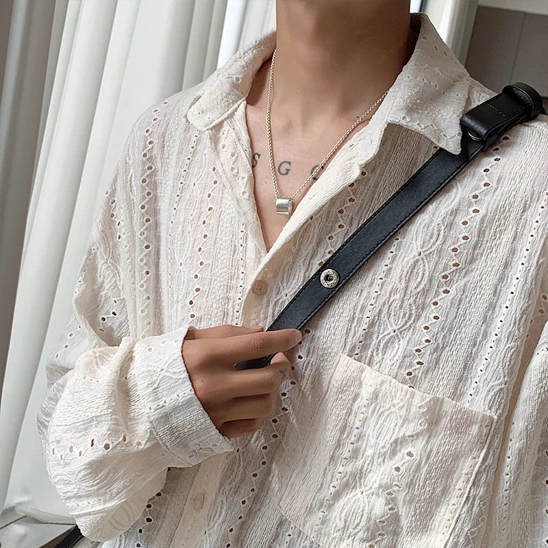 Men's Apricot Lapel Shirt