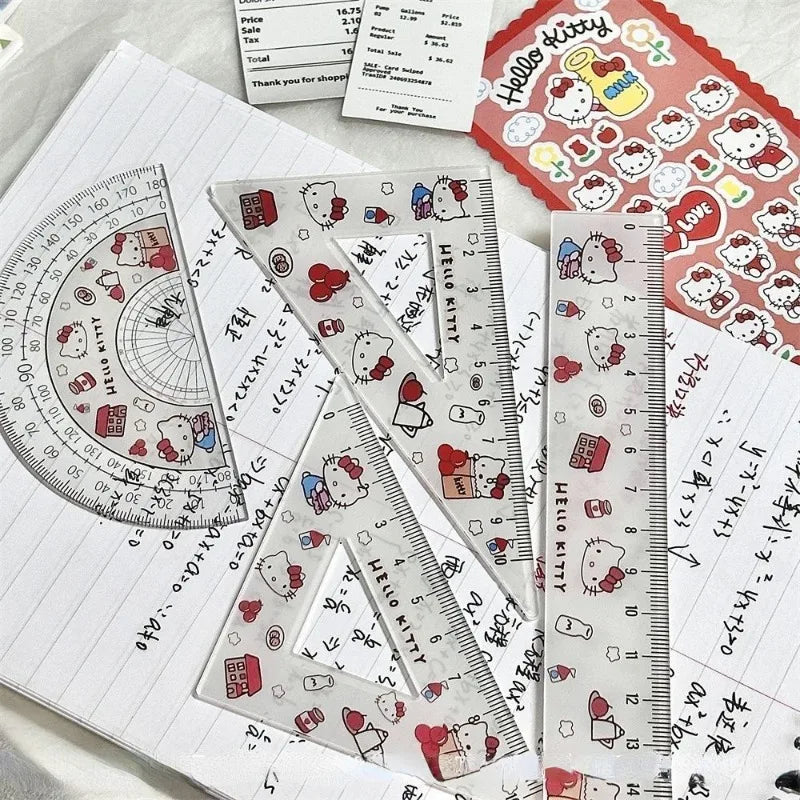 Hello Kitty Cute Cartoon Ruler Set - 4 Pieces