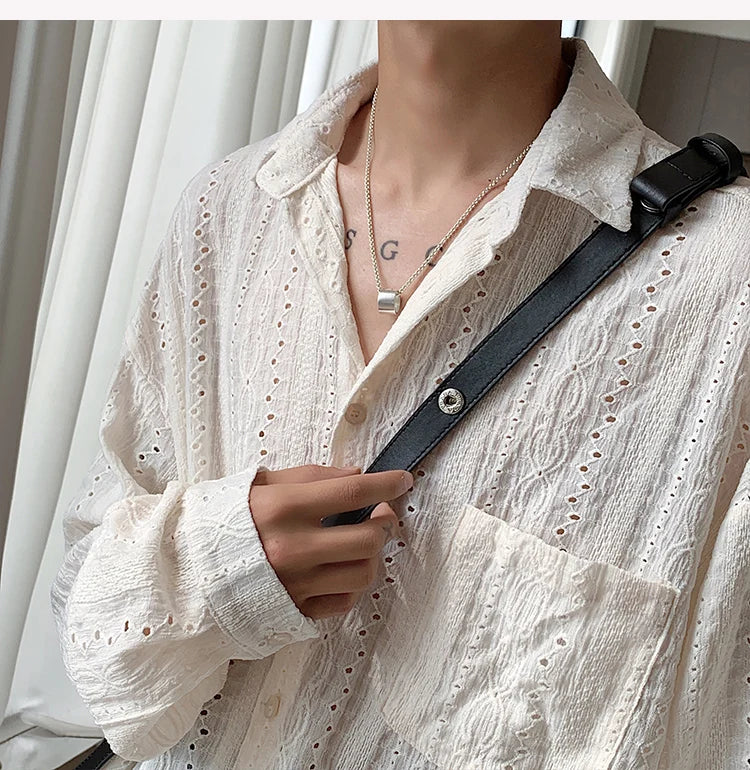 Men's Apricot Lapel Shirt