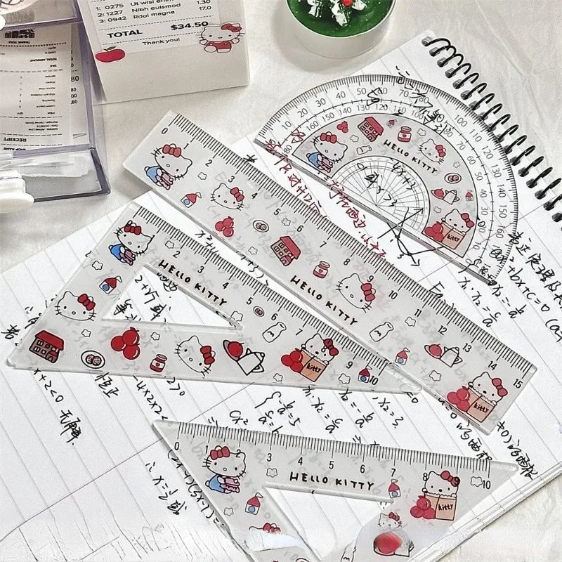 Hello Kitty Cute Cartoon Ruler Set - 4 Pieces