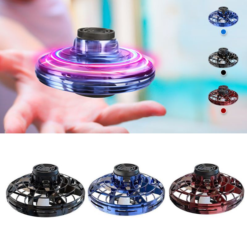 Mini Fingertip Gyro LED Drone UFO Type Flying Helicopter Spinner