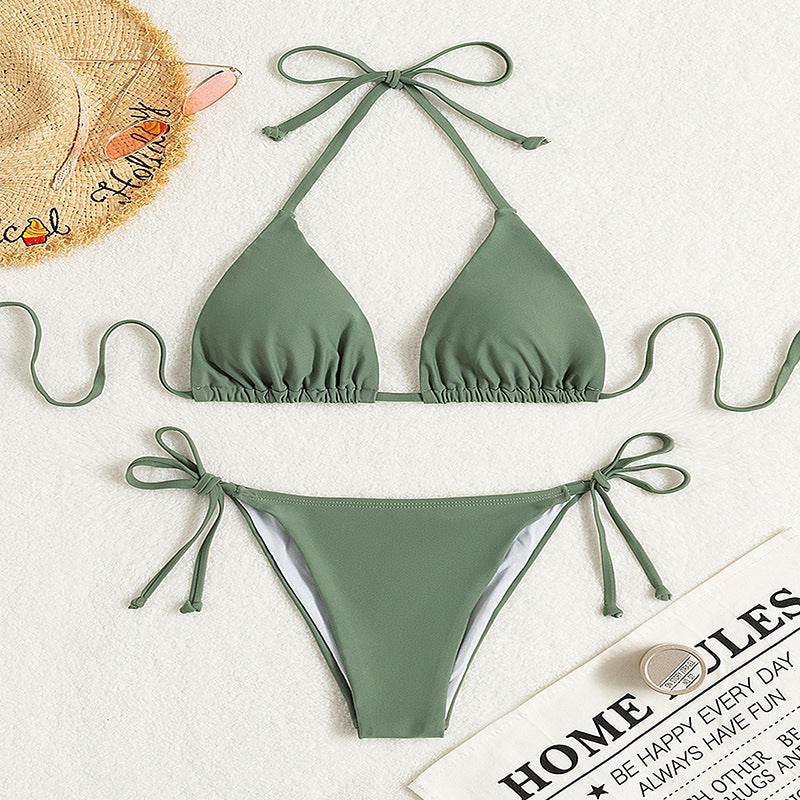Stylish Tied Halter Bikini Swimsuit