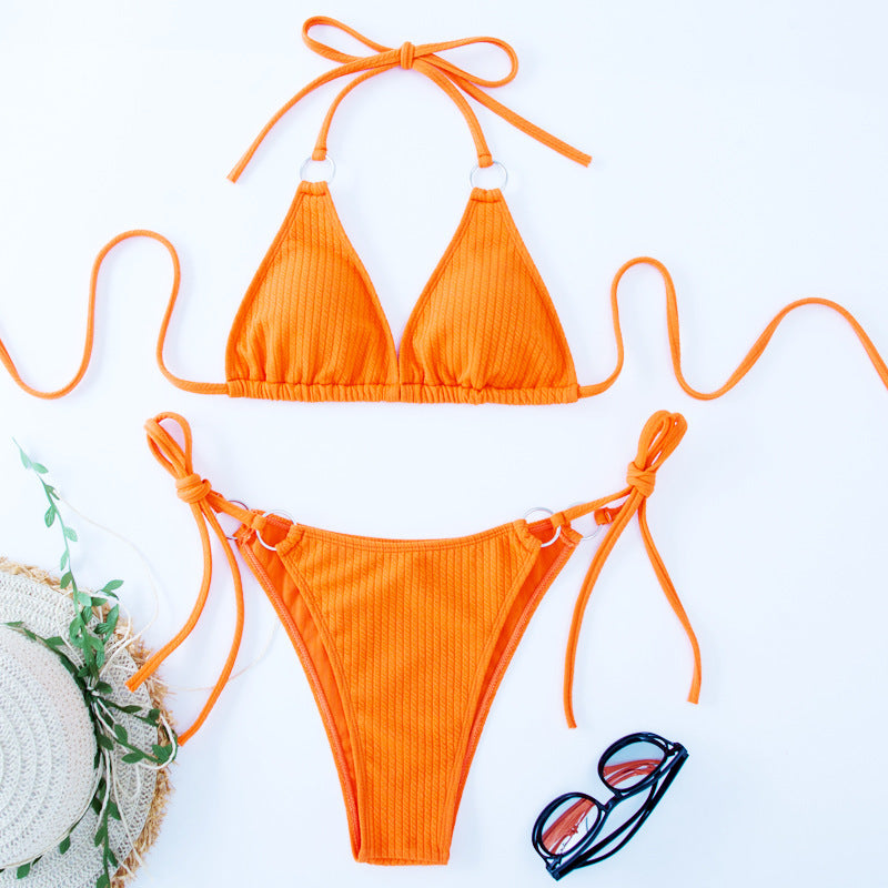 Side Tie Thong Bandage Style Swimsuit Set