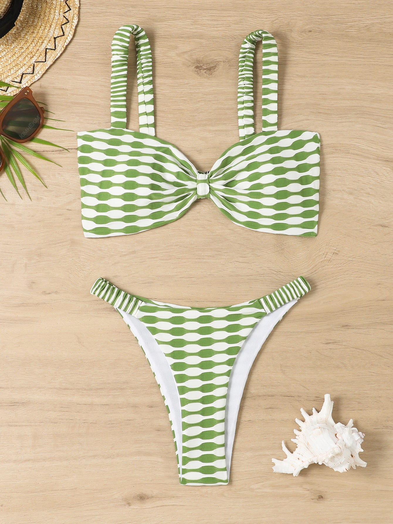 Women's Striped Print Bikini Swimsuit Set