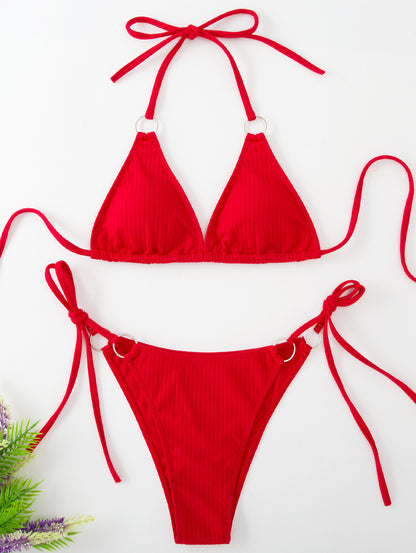 Side Tie Thong Bandage Style Swimsuit Set