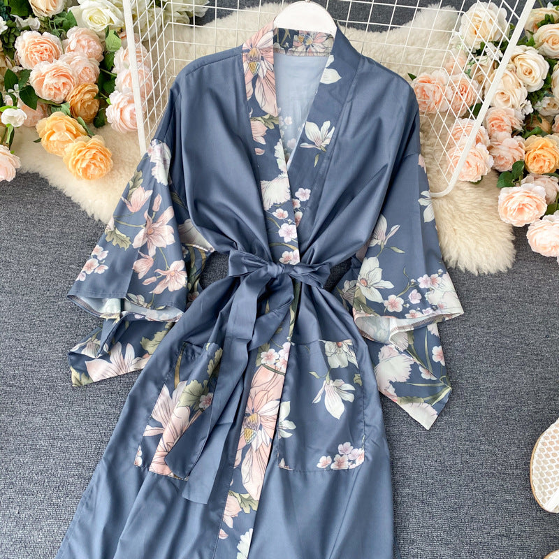 Long Print Coat  Style Satin Dress