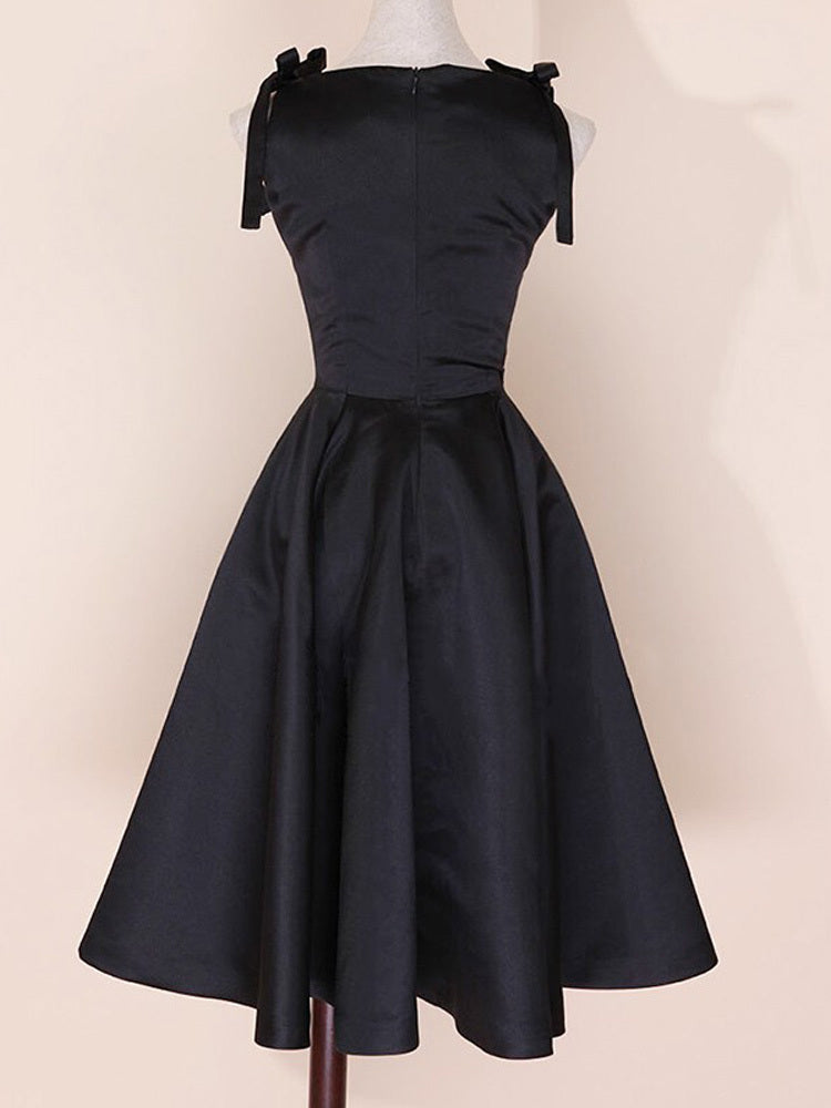 Temperament Satin High Waist Swing Dress