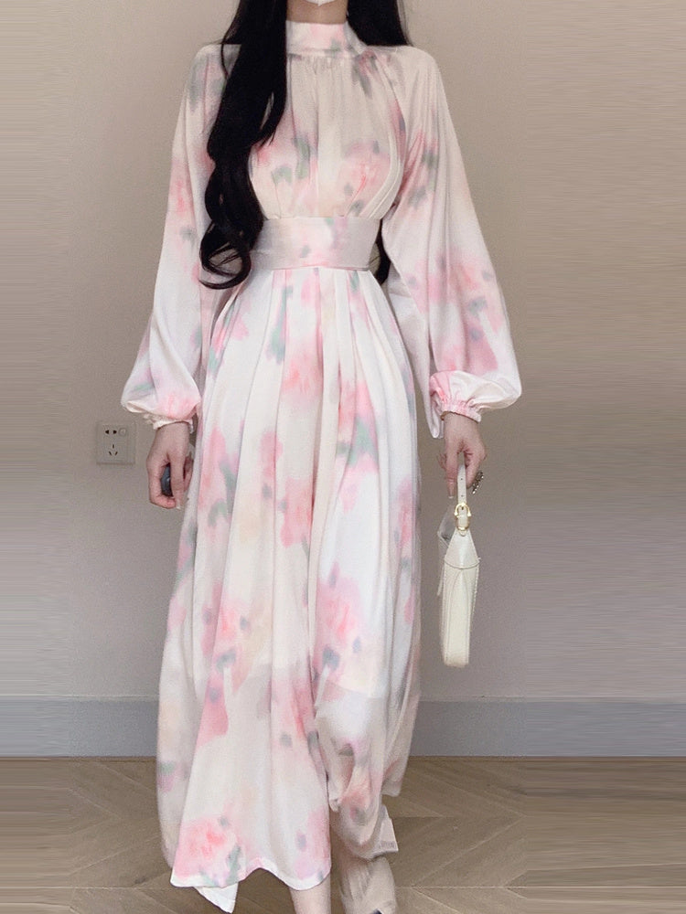 Gentle Satin Printed Dress