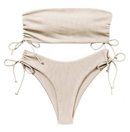 Women's Split Tube Top Bikini Swimsuit