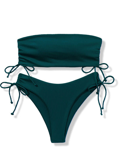 Women's Split Tube Top Bikini Swimsuit