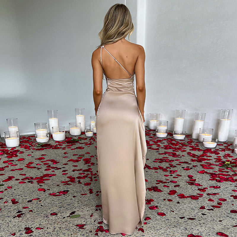 Sexy One-shoulder Backless Slit Dress