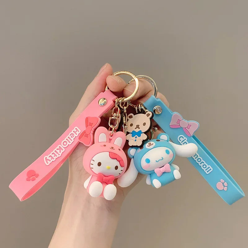 Hello Kitty Keychain Metal & Silicone Pendant