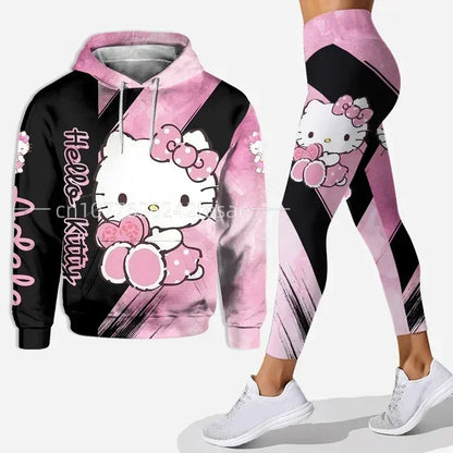 2024 Autumn Hello Kitty Women's Hoodie & Yoga Pants Set – Cute, Comfy & Stylish Y2K Sportswear