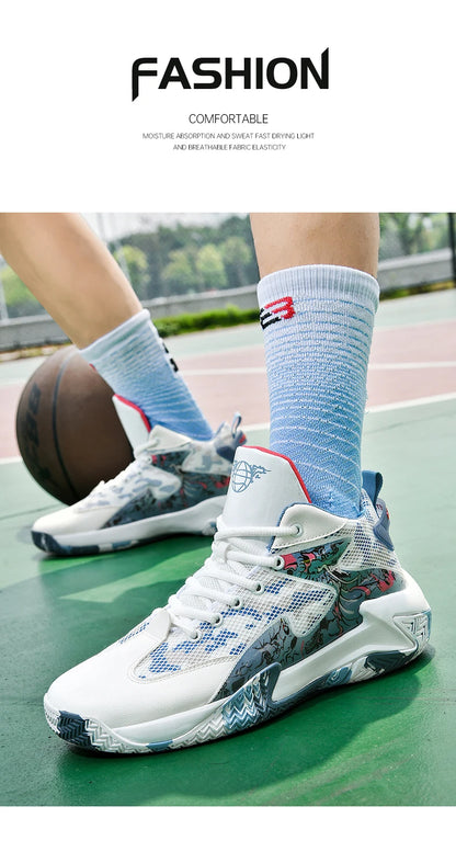 Men's Basketball Shoes Cushioned Breathable Sneakers Train Athletes Women's Basketball Sneakers Street Basketball Boots