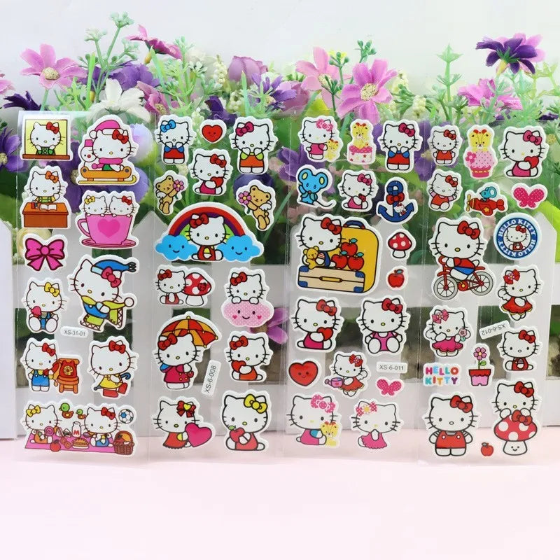 12 Pcs Hello Kitty 3D Kawaii Bubble Stickers