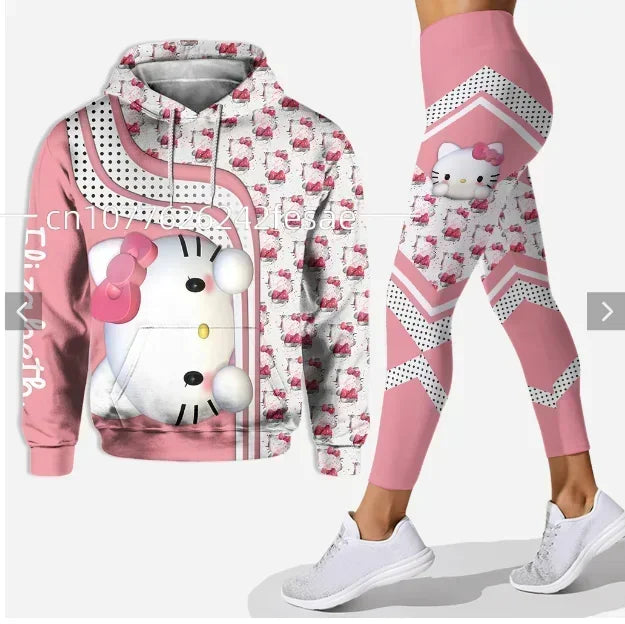 2024 Autumn Hello Kitty Women's Hoodie & Yoga Pants Set – Cute, Comfy & Stylish Y2K Sportswear