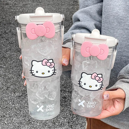 Sanrio 600-900ML Hello Kitty Portable Straw Bottle