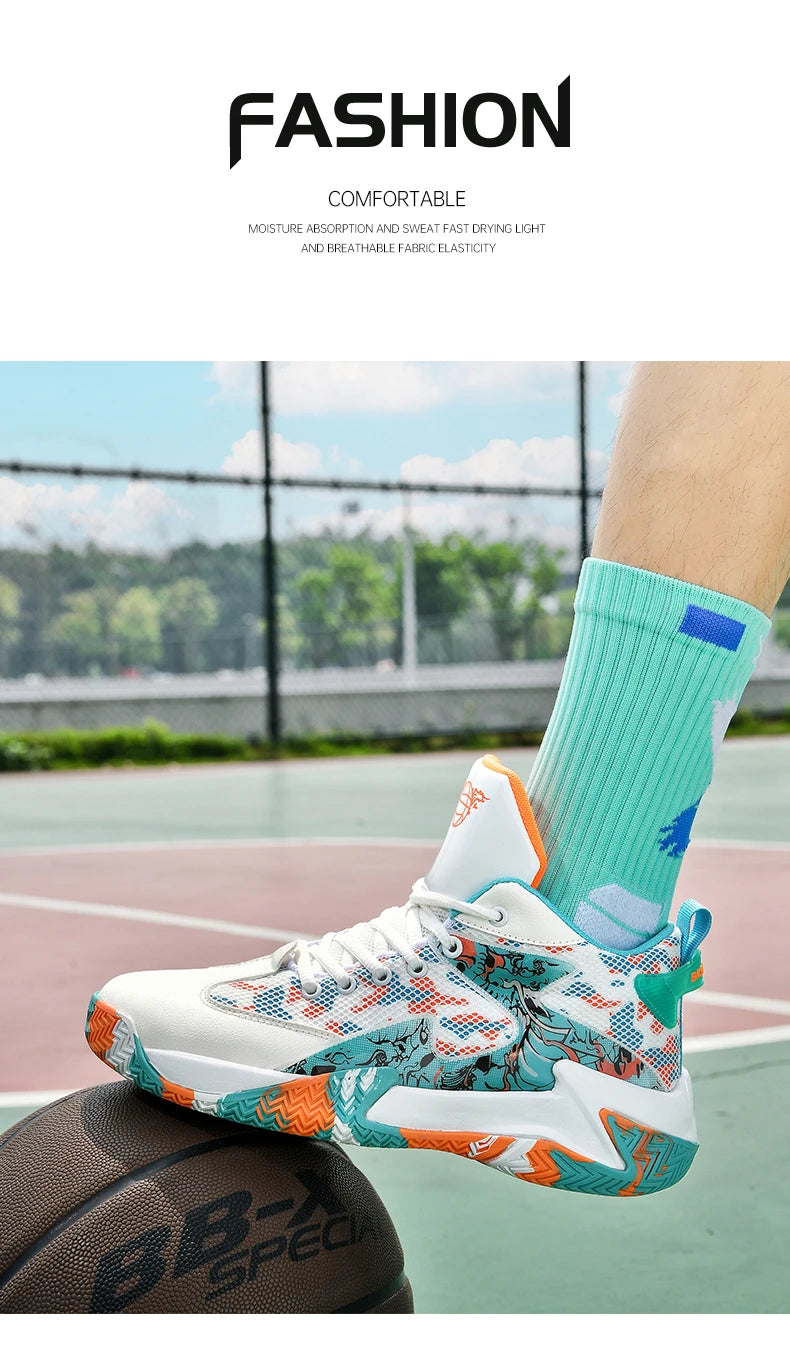 Men's Basketball Shoes Cushioned Breathable Sneakers Train Athletes Women's Basketball Sneakers Street Basketball Boots