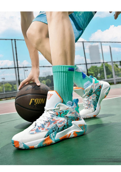 Men's Basketball Shoes Cushioned Breathable Sneakers Train Athletes Women's Basketball Sneakers Street Basketball Boots