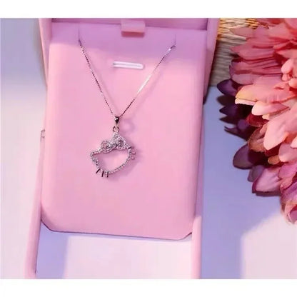 Hello Kitty Kawaii Crystal Pendant Necklace