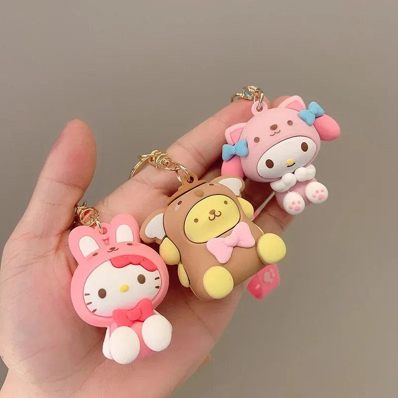 Hello Kitty Keychain Metal & Silicone Pendant