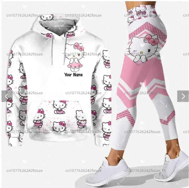 2024 Autumn Hello Kitty Women's Hoodie & Yoga Pants Set – Cute, Comfy & Stylish Y2K Sportswear