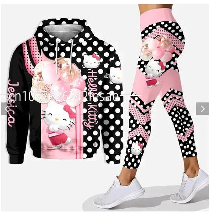 2024 Autumn Hello Kitty Women's Hoodie & Yoga Pants Set – Cute, Comfy & Stylish Y2K Sportswear