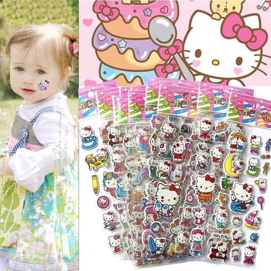 12 Pcs Hello Kitty 3D Kawaii Bubble Stickers