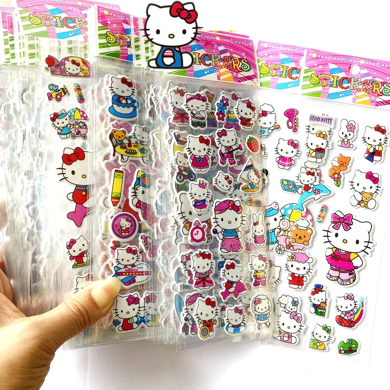 12 Pcs Hello Kitty 3D Kawaii Bubble Stickers