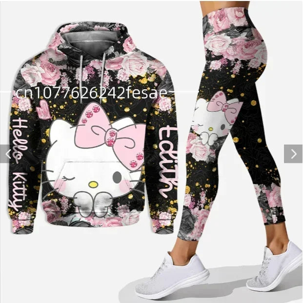 2024 Autumn Hello Kitty Women's Hoodie & Yoga Pants Set – Cute, Comfy & Stylish Y2K Sportswear