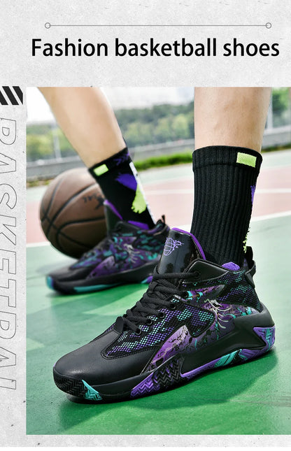 Men's Basketball Shoes Cushioned Breathable Sneakers Train Athletes Women's Basketball Sneakers Street Basketball Boots