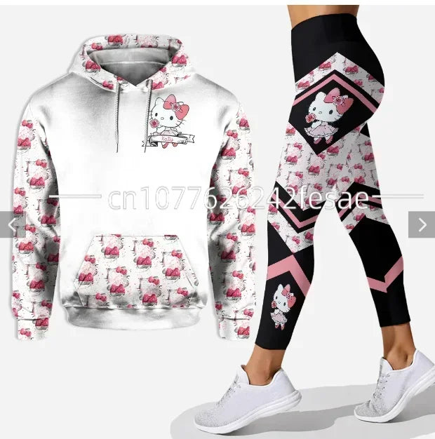 2024 Autumn Hello Kitty Women's Hoodie & Yoga Pants Set – Cute, Comfy & Stylish Y2K Sportswear