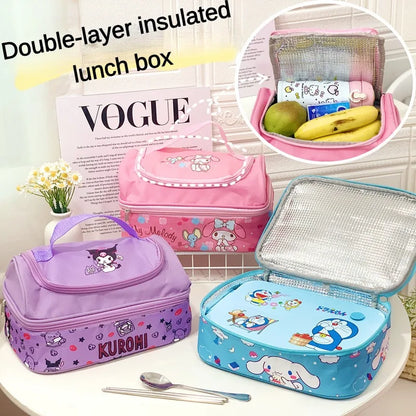 Cute Sanrio Kuromi & My Melody Double-Layer Thermal Lunch Bag