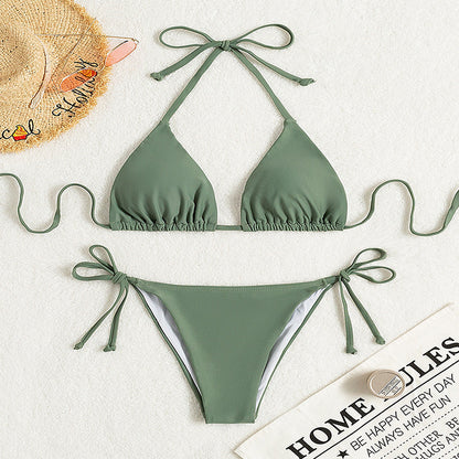 Stylish Tied Halter Bikini Swimsuit